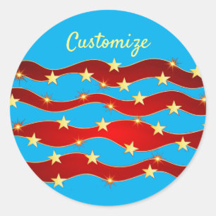 Gold Stars Patriotic Sky Thunder_Cove Ronde Sticker