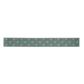Gold Stars Patroon op Blue Night Sky Elegant Satijnen Lint (Voorkant)