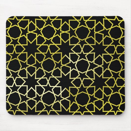 Gold Stars Pattern op Black Muismat (Voorkant)