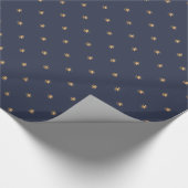 Gold Stars Pattern Optionele Navy Blue ID497 Cadeaupapier (Hoek)