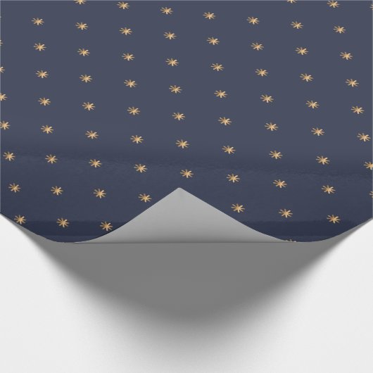 Gold Stars Pattern Optionele Navy Blue ID497 Cadeaupapier (Hoek)