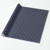 Gold Stars Pattern Optionele Navy Blue ID497 Cadeaupapier (Uitgerold)