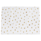 Gold Stars Pattern White Groot Cadeauzakje (Voorkant)