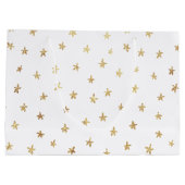 Gold Stars Pattern White Groot Cadeauzakje (Achterkant)