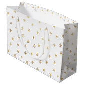 Gold Stars Pattern White Groot Cadeauzakje (Achterkant Gekanteld)