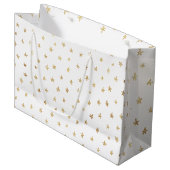 Gold Stars Pattern White Groot Cadeauzakje (Voorkant Gekanteld)