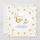 Gold Stars Peace Love en Joy Simple Elegant Feestdagenkaart (Voorkant)