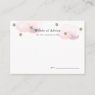 Gold Stars & Pink Clouds Baby shower Advies Kaarte Informatiekaartje