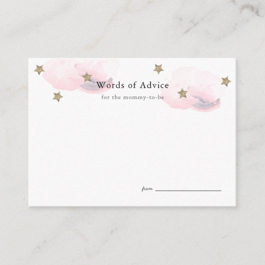 Gold Stars & Pink Clouds Baby shower Advies Kaarte Informatiekaartje (Voorkant)