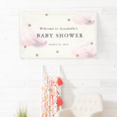 Gold Stars & Pink Clouds Baby shower Banner (Insitu)
