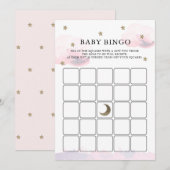 Gold Stars Pink Clouds Baby shower Bingo Game Kaar Kaart (Voorkant / Achterkant)