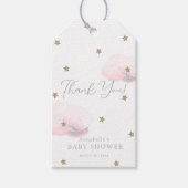 Gold Stars & Pink Clouds Baby shower Dank u Cadeaulabel (Voorkant)