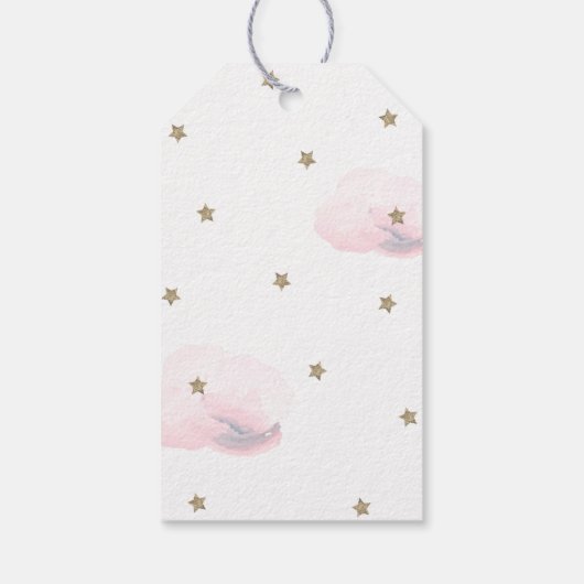 Gold Stars & Pink Clouds Baby shower Dank u Cadeaulabel (Achterkant)