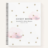 Gold Stars & Pink Clouds Baby shower Gastenboek Notitieboek (Voorkant)