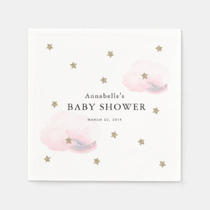 Gold Stars & Pink Clouds Baby shower papier Servet