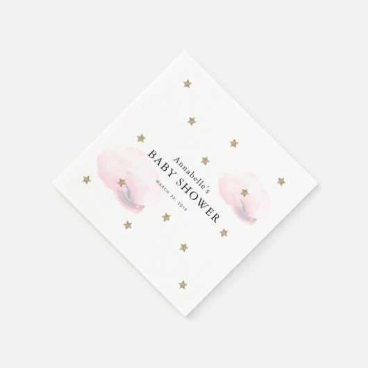 Gold Stars & Pink Clouds Baby shower papier Servet (Hoek)