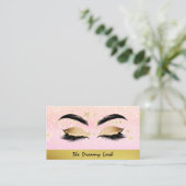 *~* Gold Stars PINK Lashes Brows Extensions Chic Visitekaartje (Staand voorkant)
