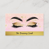 *~* Gold Stars PINK Lashes Brows Extensions Chic Visitekaartje (Voorkant)