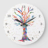 Gold Stars Rainbow Colors Tree of Life Grote Klok (Voorkant)