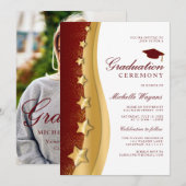 Gold Stars Rode Afstuderen Ceremonie & Feest Kaart (Voorkant / Achterkant)