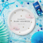 Gold Stars & Roze Clouds Baby shower Papieren Bordje (Feest)