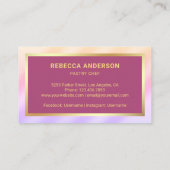 Gold Stars Roze Rolling Pin Pastry Chef Bakkerij Visitekaartje (Achterkant)