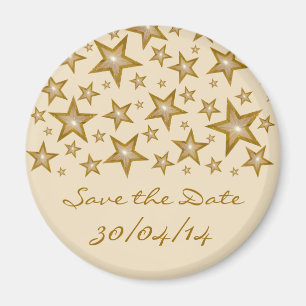 Gold Stars "Save the Date" koelkast magnetrème Magneet