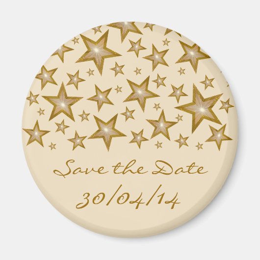 Gold Stars "Save the Date" koelkast magnetrème Magneet (Voorkant)