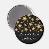Gold Stars "Save the Date"-koelkast zwarte magneet (Voorkant / Achterkant)