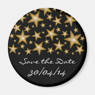 Gold Stars "Save the Date"-koelkast zwarte magneet