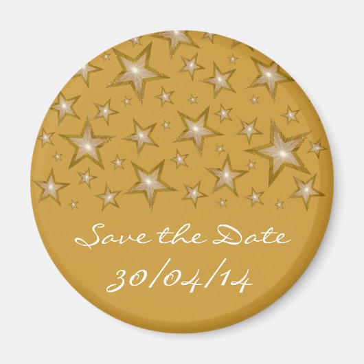Gold Stars "Save the Date"-koelkasten met goud Magneet (Voorkant)