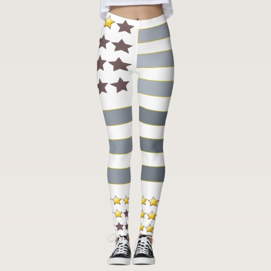 Gold Stars Silver Stripes Leggings (Voorkant)