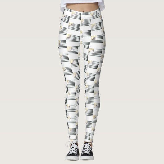Gold Stars Silver Stripes Leggings (Voorkant)
