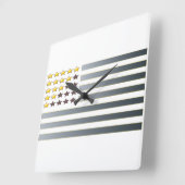 GOLD STARS SILVER STRIPES Patriottische Vlaggenklo Vierkante Klok (Hoek)