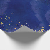 Gold Stars, Sky, Navy Blue, Holiday Cadeaupapier (Hoek)