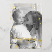 Gold Stars Sparkle-kerstfoto Folie Feestdagenkaart (Voorkant)