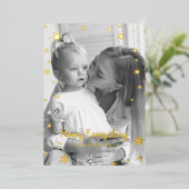 Gold Stars Sparkle-kerstfoto Folie Feestdagenkaart (Staand Voorkant)