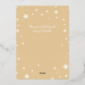 Gold Stars Sparkle-kerstfoto Folie Feestdagenkaart (Achterkant)