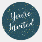 Gold Stars Sparkle Navy Sticker (Voorkant)