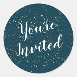 Gold Stars Sparkle Navy Sticker