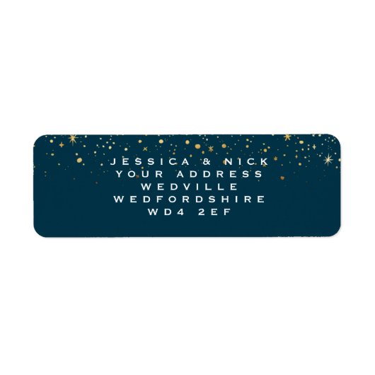 Gold Stars Sparkle Return-label Etiket (Voorkant)