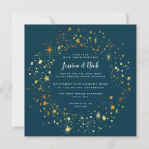 Gold Stars Sparkle Wedding Invitation