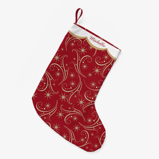 Gold Stars Swirl op maat Kleine Kerstsok (Voorkant (Hangend))