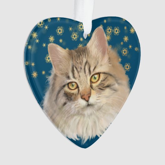 Gold Stars Tabby Cat Grandchild Blue Ornament (voorkant)