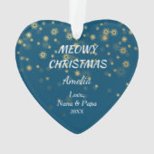 Gold Stars Tabby Cat Grandchild Blue Ornament (achterkant)