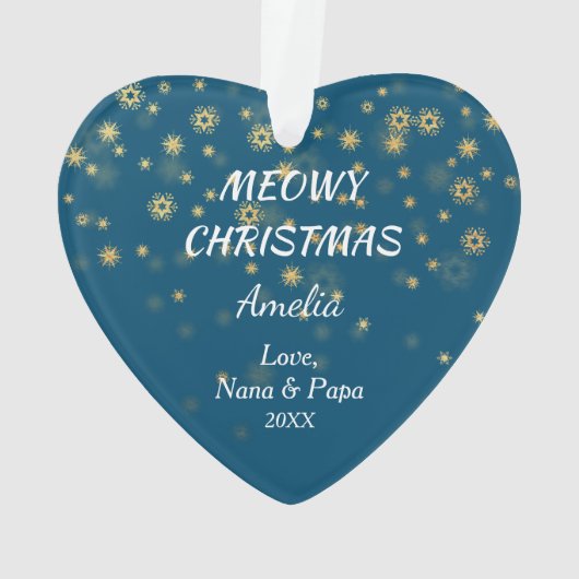 Gold Stars Tabby Cat Grandchild Blue Ornament (achterkant)