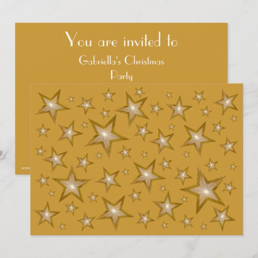 Gold Stars-uitnodiging Kaart (Voorkant / Achterkant)