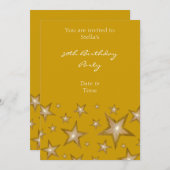 Gold Stars uitnodiging verticaal goud (Voorkant / Achterkant)