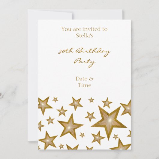 Gold Stars uitnodiging verticaal wit (Voorkant)