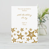 Gold Stars uitnodiging verticaal wit (Staand voorkant)